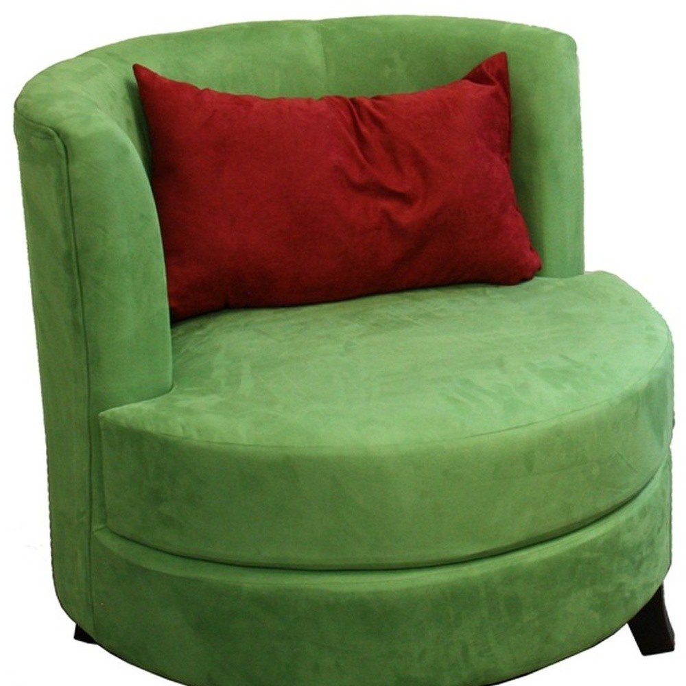 32" Green and Black Microfiber Side Chair And Toss Pillow