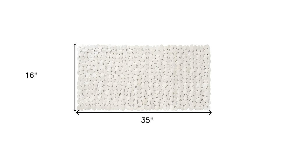 35" White Spa Pebbles Non Slip Bathtub Mat