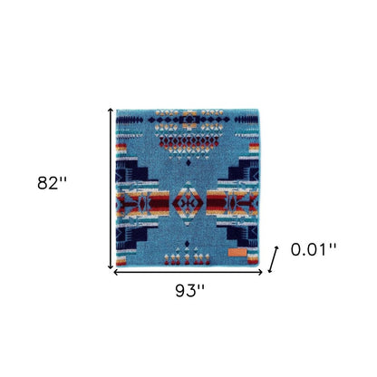 Blue Woven Acrylic Reversable Queen Blanket