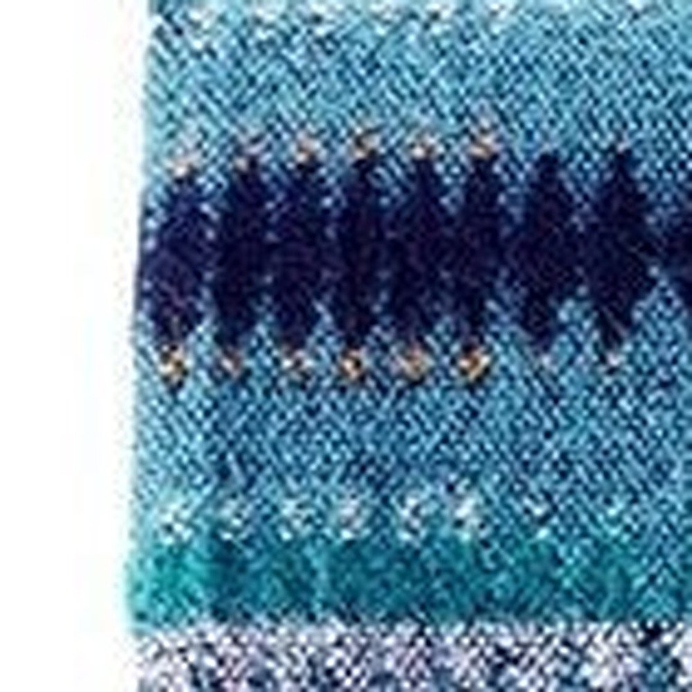 Blue Woven Acrylic Reversable Queen Blanket