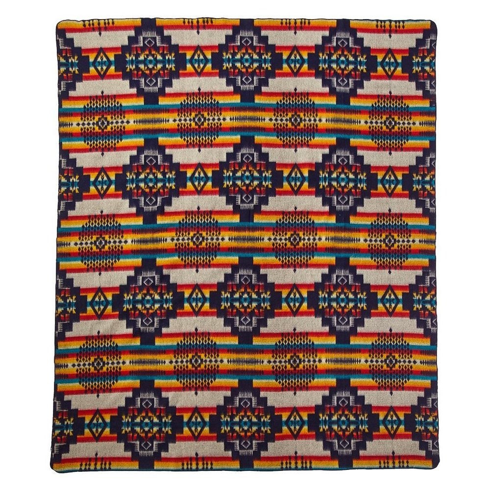 Navy Blue Woven Acrylic Reversable Queen Blanket