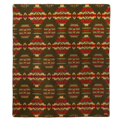 Olive Green Woven Acrylic Reversable Queen Blanket