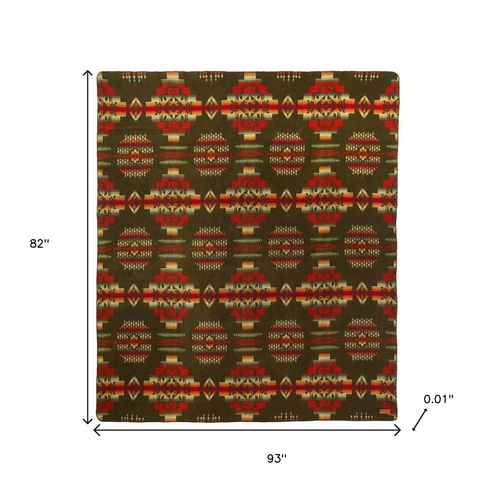 Olive Green Woven Acrylic Reversable Queen Blanket