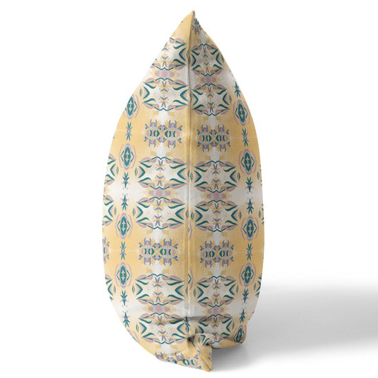 16" X 16" White And Yellow Broadcloth Floral Throw Pillow