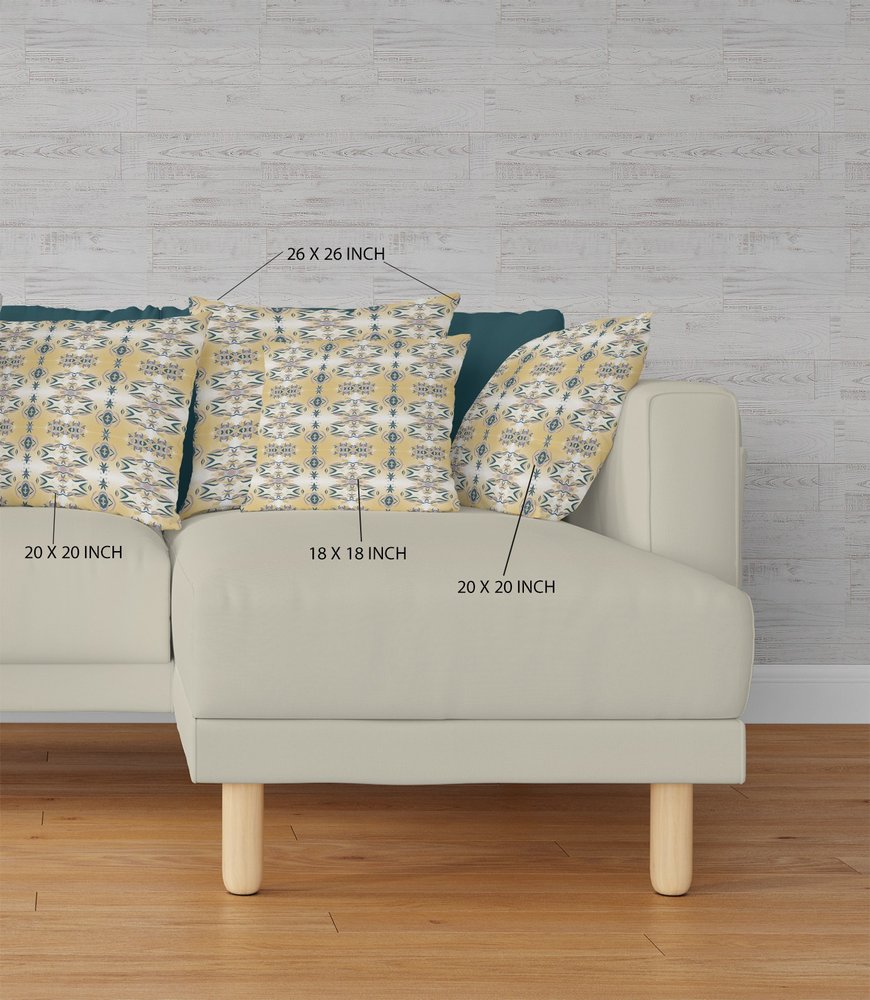 16" X 16" White And Yellow Broadcloth Floral Throw Pillow