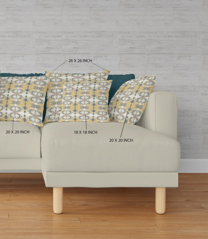 16" X 16" White And Yellow Broadcloth Floral Throw Pillow