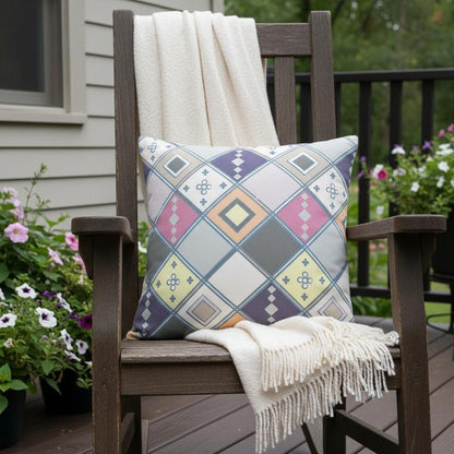 16" X 16" Beige And Pink Broadcloth Floral Throw Pillow
