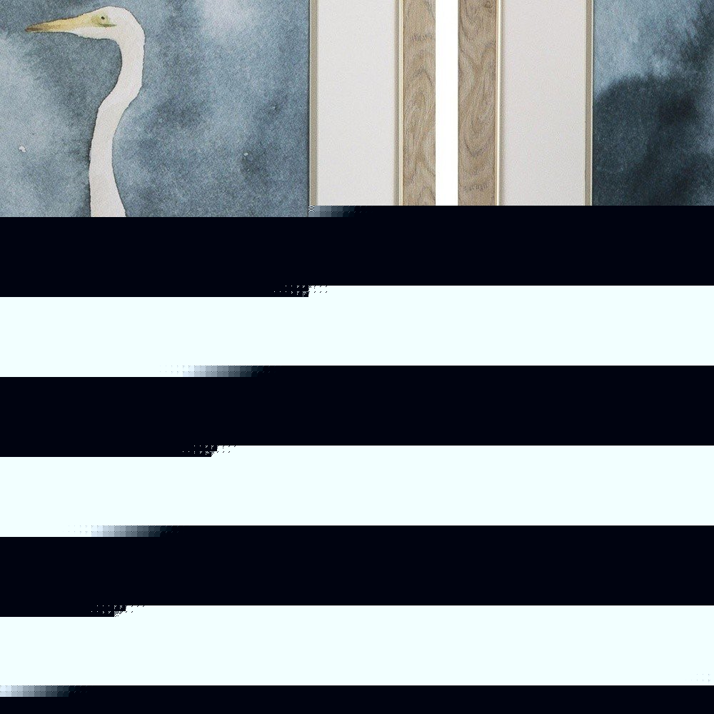 Set of Two Teal Blue Heron Framed Art
