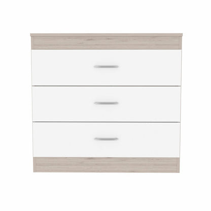 29" Light Gray and White Three Drawer Dresser