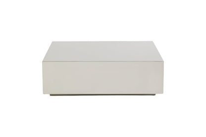 35" Silver Stainless Steel Square Solid Coffee Table