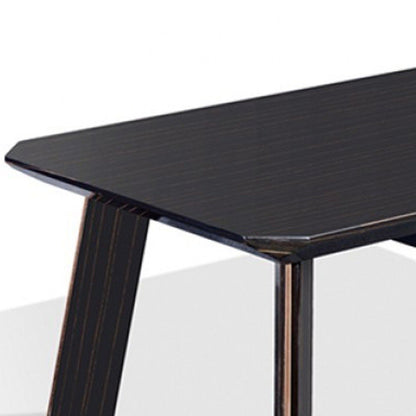 55" Ebony and Dark Brown Wood And Stainless Steel Coffee Table With Drawer