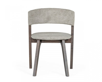 Set of Two Gray and Brown Upholstered Fabric Dining Arm Chairs