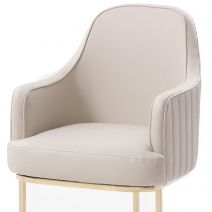Gray and Gold Upholstered Fabric Dining Arm Chair