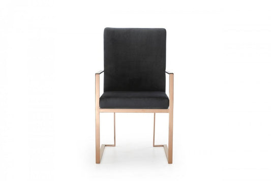 Black and Gold Upholstered Fabric Dining Arm Chair
