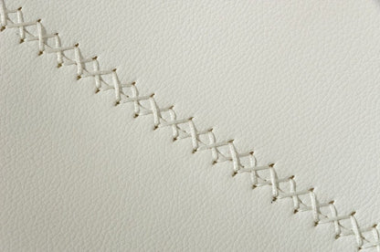 Set of Two White and Silver Upholstered Faux Leather Dining Side Chairs