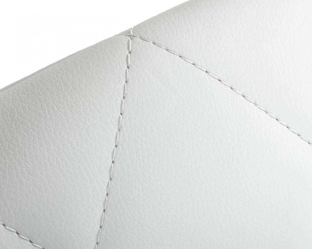 White and Silver Upholstered Faux Leather Dining Arm Chair