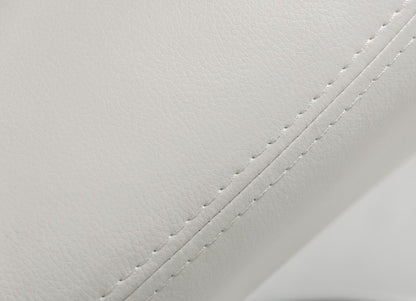 Set of Two White and Silver Upholstered Faux Leather Dining Side Chairs