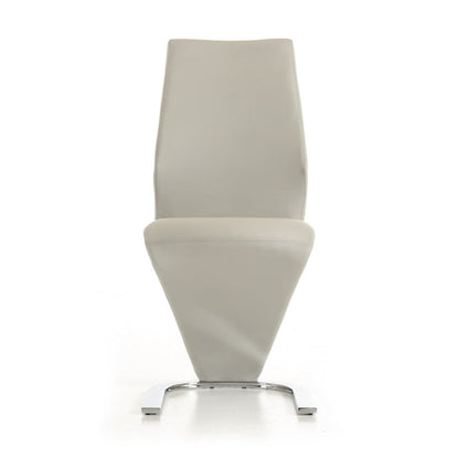 Set of Two White and Silver Upholstered Faux Leather Dining Side Chairs