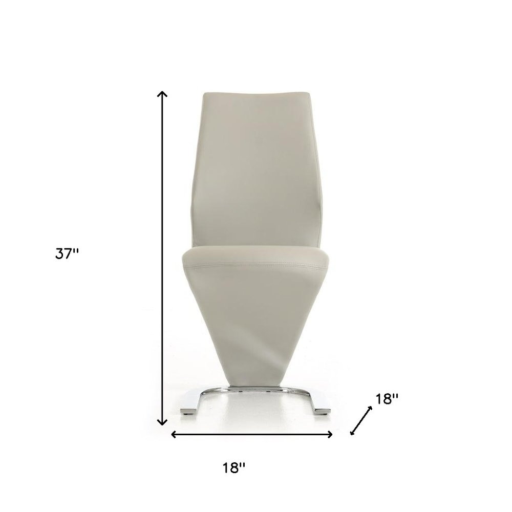 Set of Two White and Silver Upholstered Faux Leather Dining Side Chairs