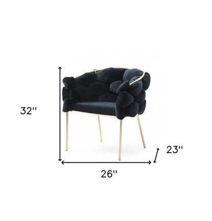 Black and Brass Upholstered Fabric Dining Arm Chair