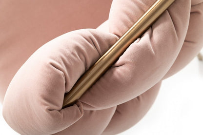 Pink and Brass Upholstered Fabric Dining Arm Chair