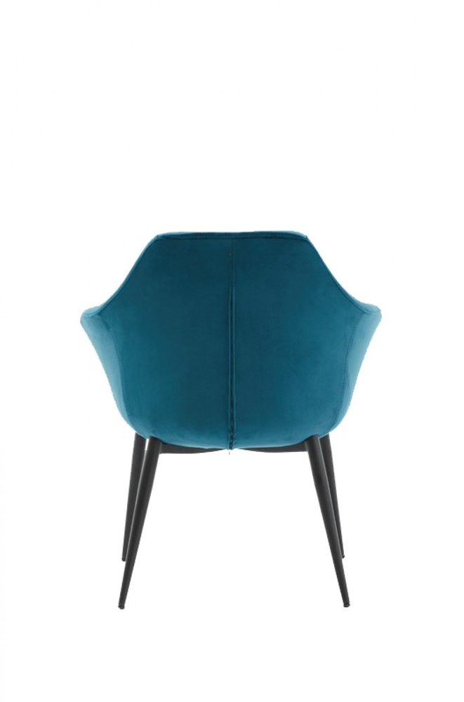 Teal Blue and Black Upholstered Fabric Dining Arm Chair