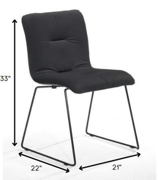 Set of Two Gray and Black Upholstered Fabric Dining Side Chairs