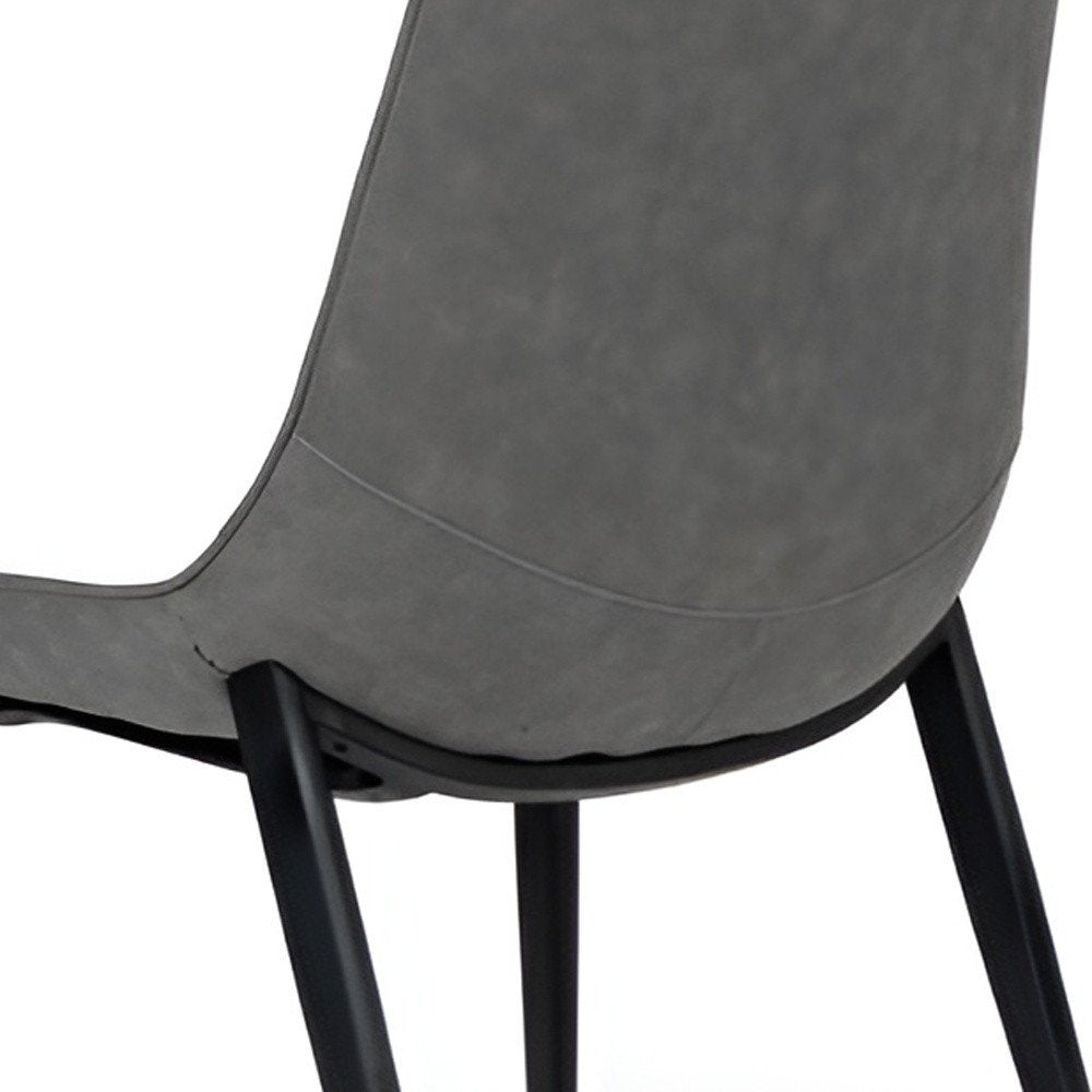 Set of Two Gray and Black Upholstered Faux Leather Dining Side Chairs