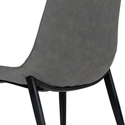Set of Two Gray and Black Upholstered Faux Leather Dining Side Chairs