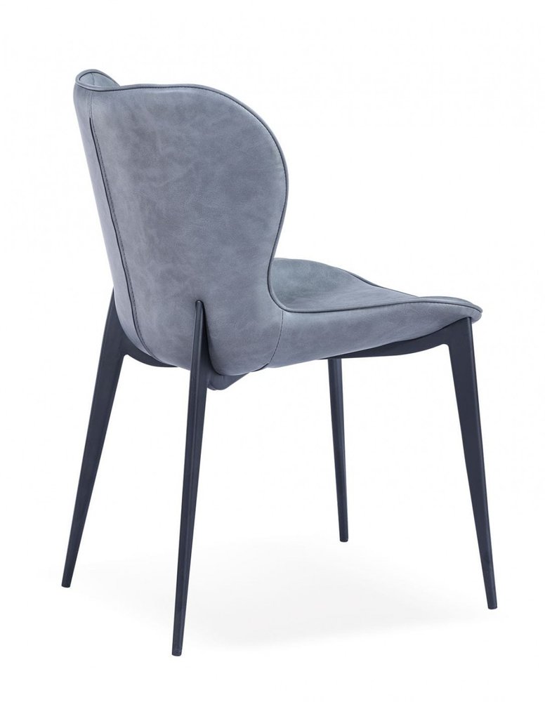 Set of Two Gray and Black Upholstered Faux Leather Dining Side Chairs