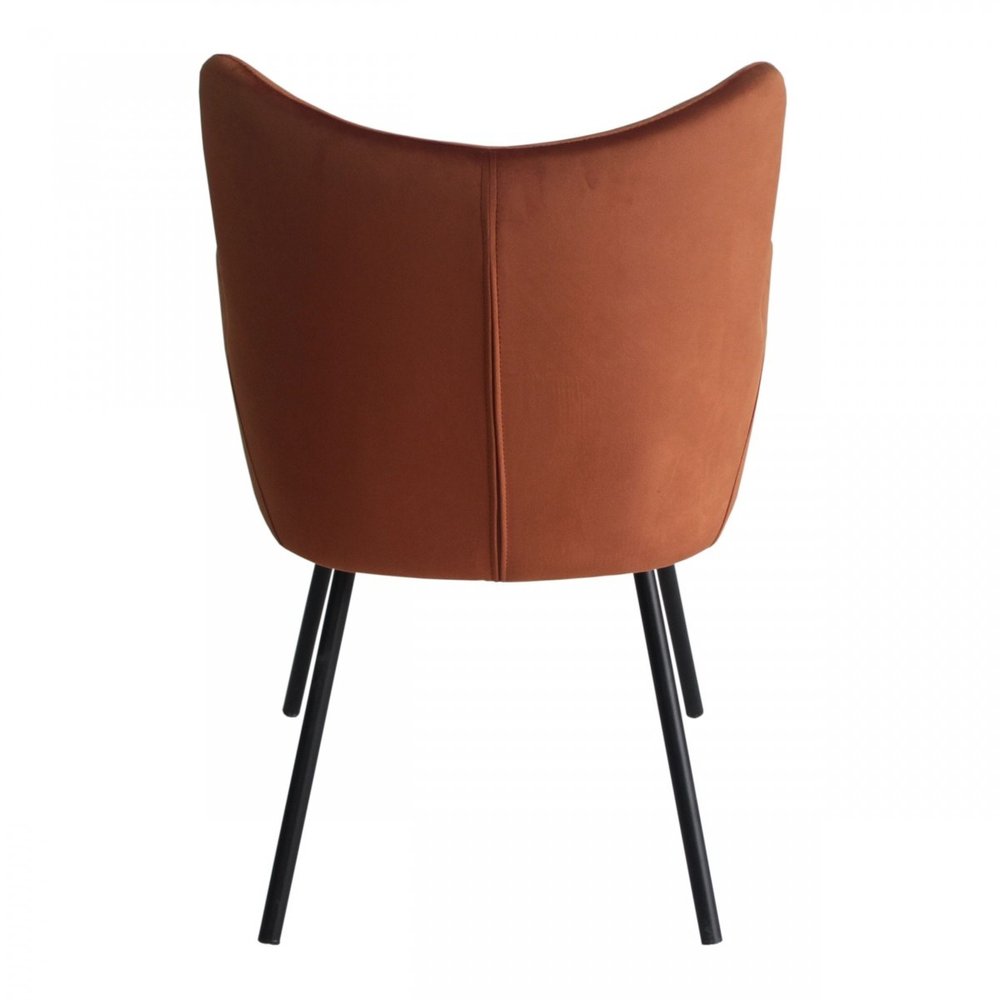 Orange and Black Upholstered Velvet Wing Back Dining Arm Chair