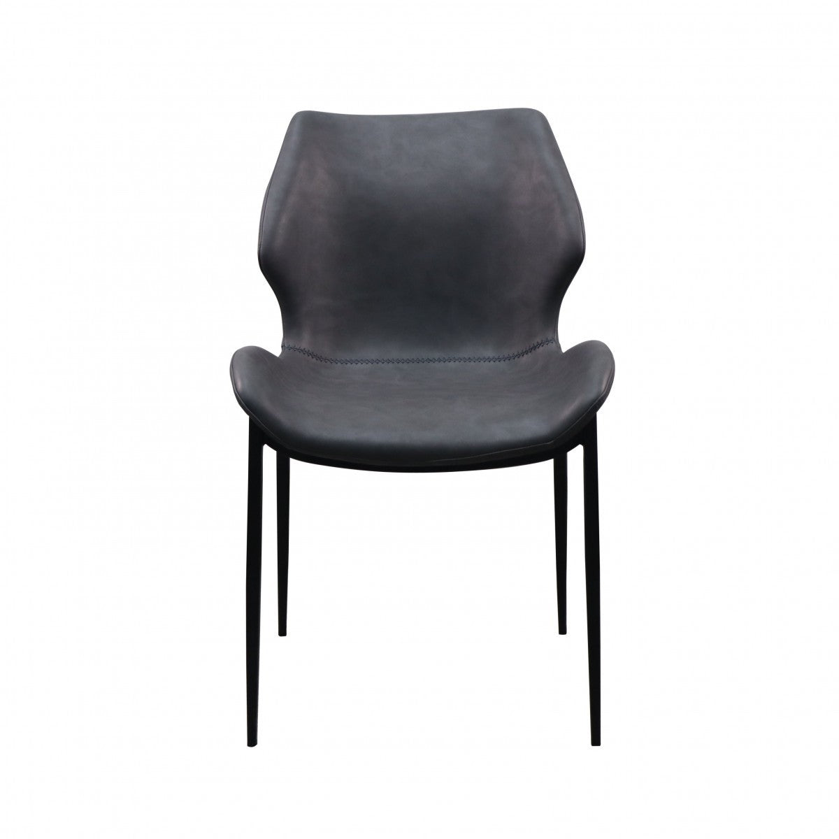 Set of Two Gray and Black Upholstered Faux Leather Wing Back Dining Side Chairs