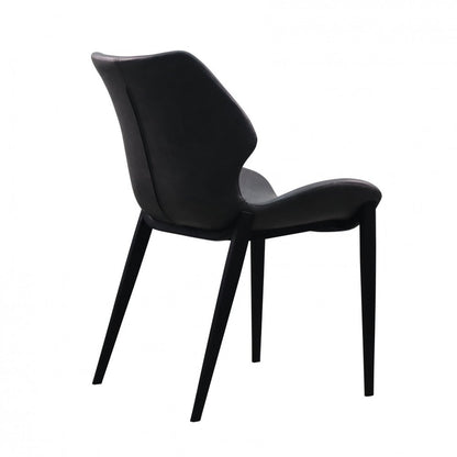 Set of Two Gray and Black Upholstered Faux Leather Wing Back Dining Side Chairs