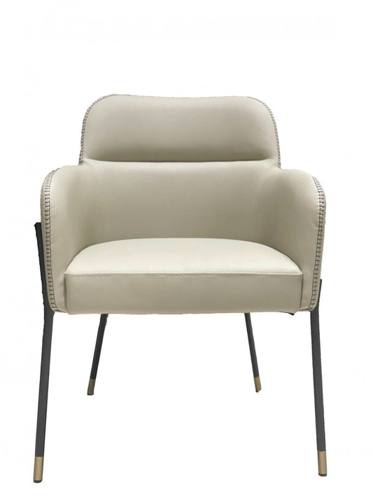 Gray and Black Upholstered Faux Leather Slat Back Dining Arm Chair
