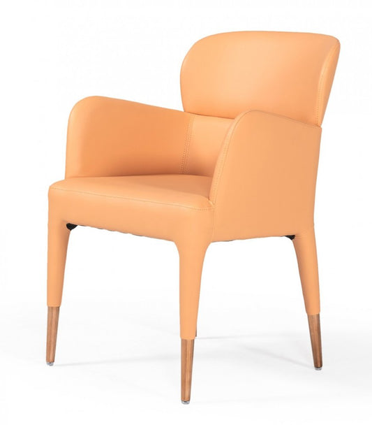 Peach Upholstered Fabric Dining Arm Chair