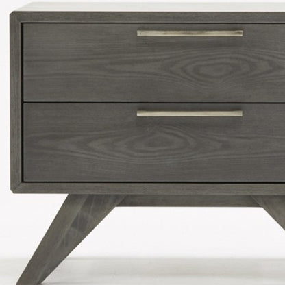 18" Solid Wood and Wood Two Drawer Nightstand