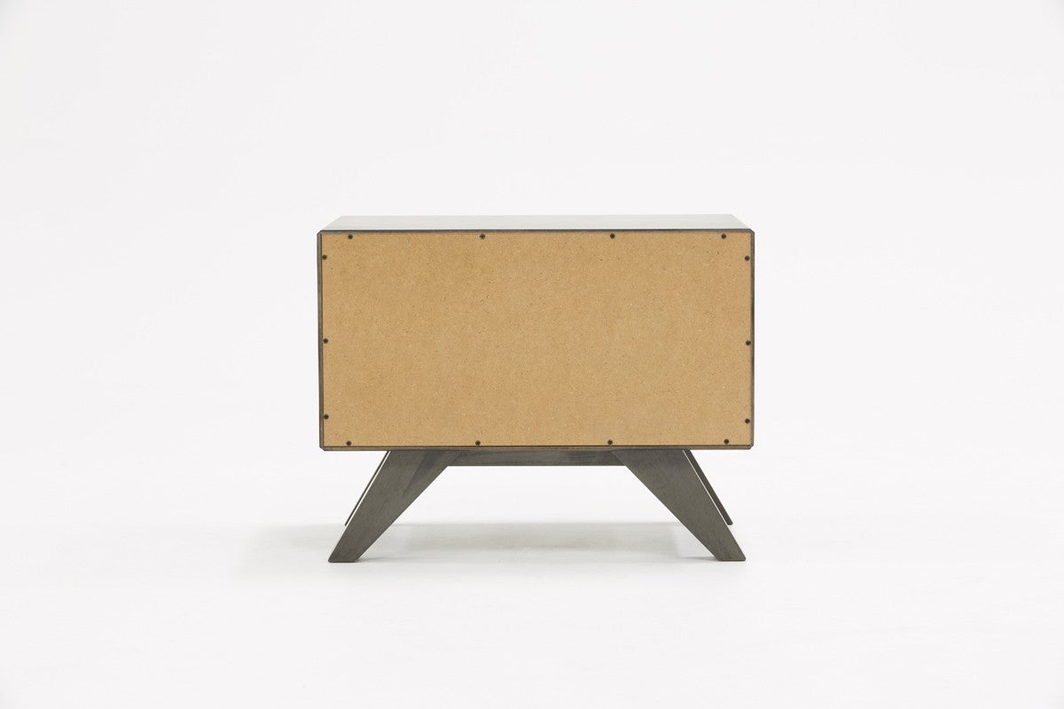 18" Solid Wood and Wood Two Drawer Nightstand