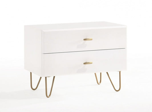 18" Wood Two Drawer Nightstand