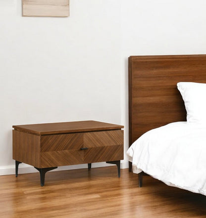 16" Solid Wood and Wood One Drawer Nightstand
