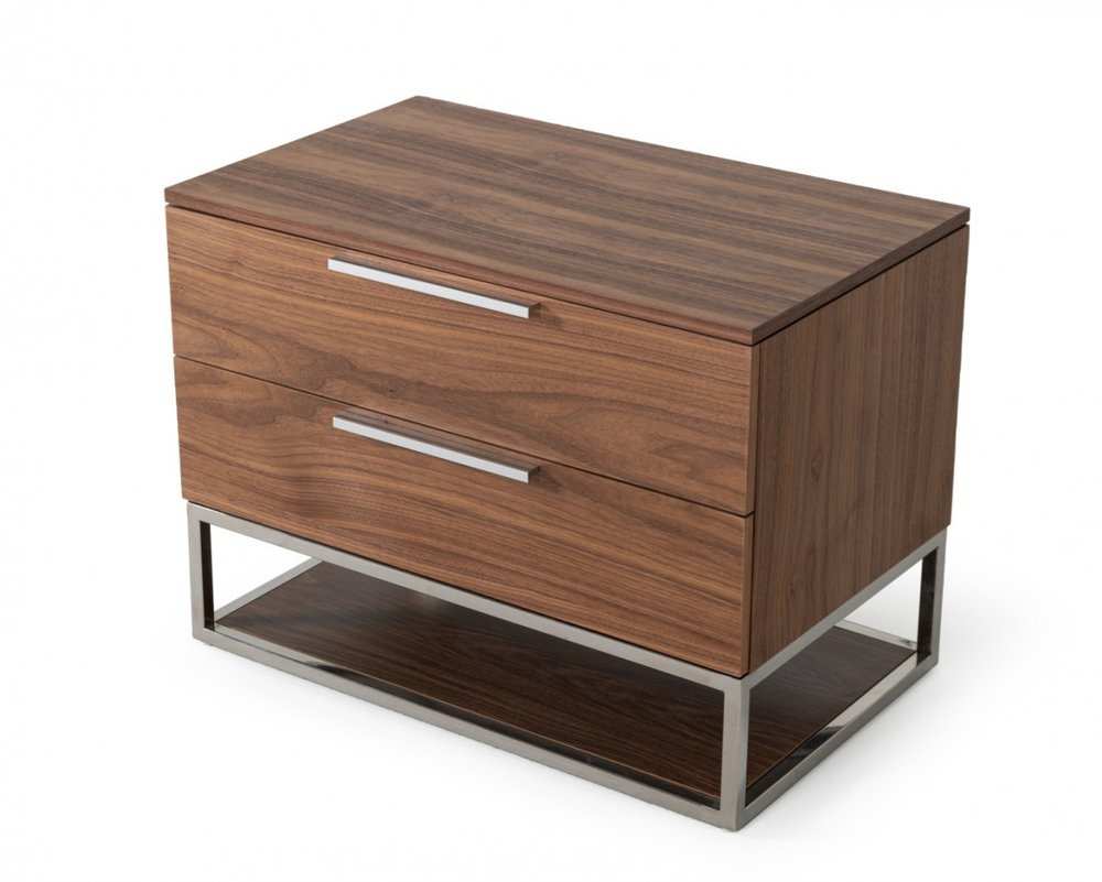 22" Wood Two Drawer Nightstand