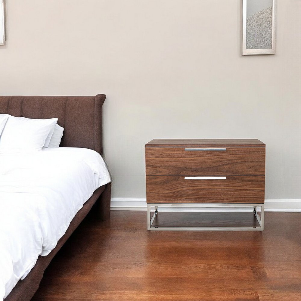 22" Wood Two Drawer Nightstand