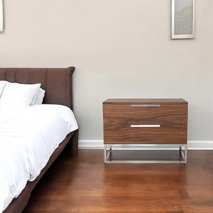 22" Wood Two Drawer Nightstand