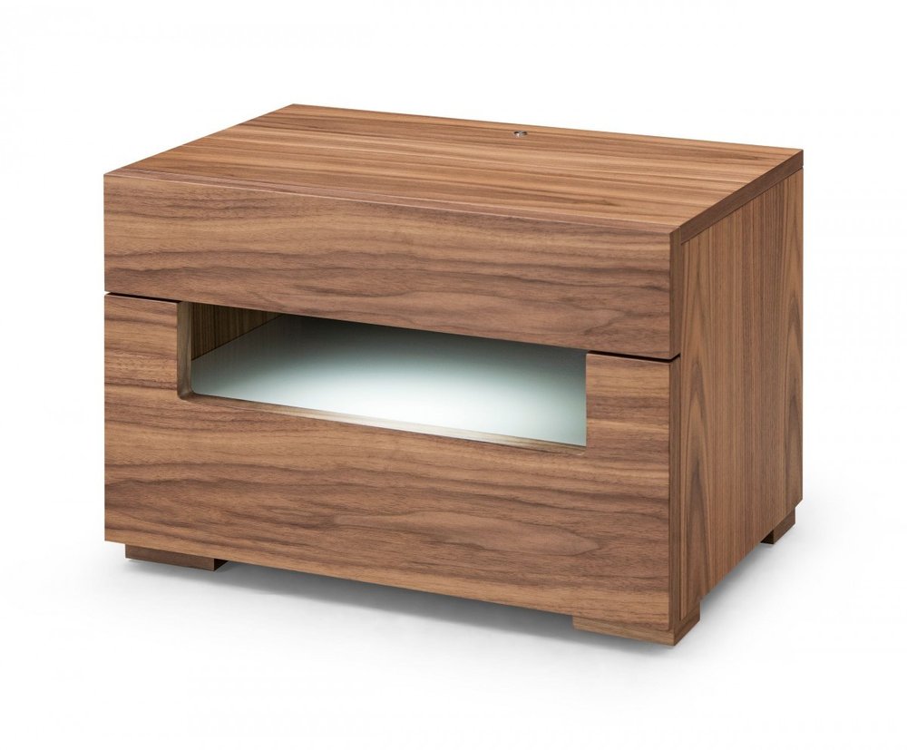 16" Wood Lighted Two Drawer Nightstand