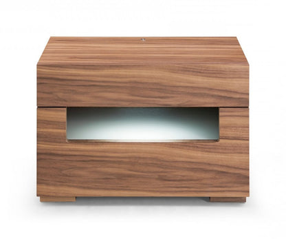 16" Wood Lighted Two Drawer Nightstand