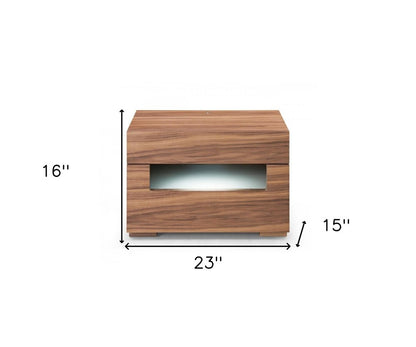 16" Wood Lighted Two Drawer Nightstand