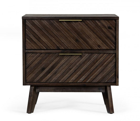 24" Solid Wood and Wood Two Drawer Nightstand