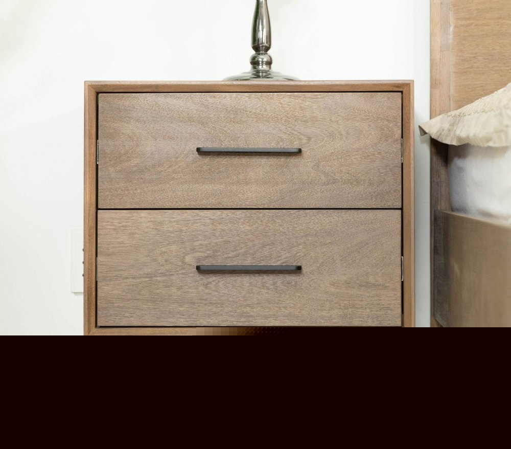 24" Solid Wood and Wood Two Drawer Nightstand