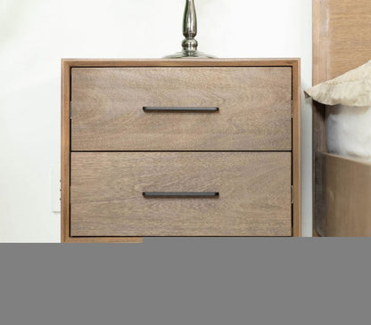 24" Solid Wood and Wood Two Drawer Nightstand