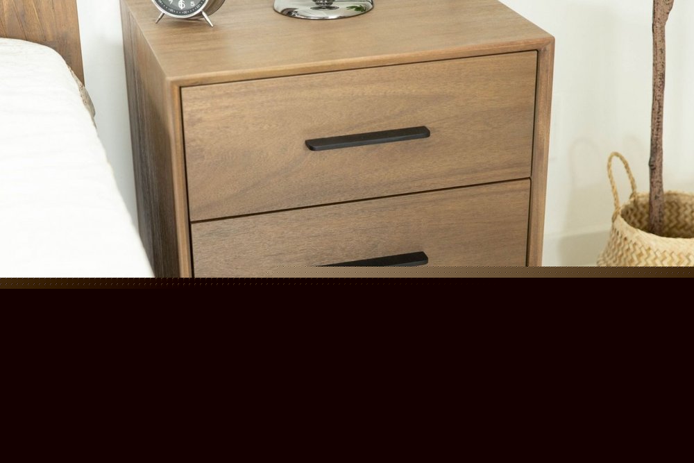24" Solid Wood and Wood Two Drawer Nightstand