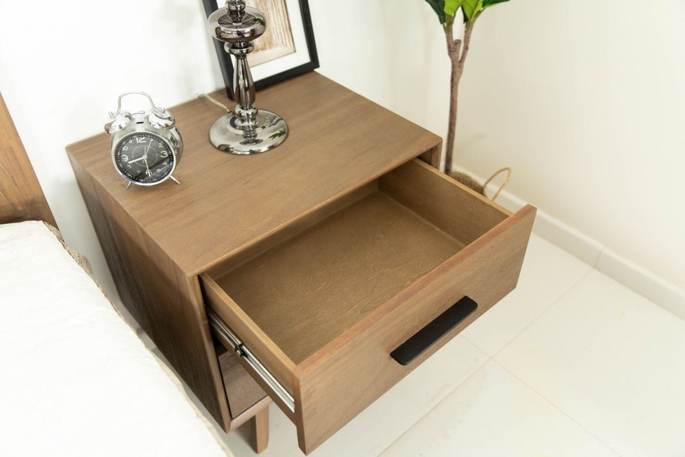 24" Solid Wood and Wood Two Drawer Nightstand
